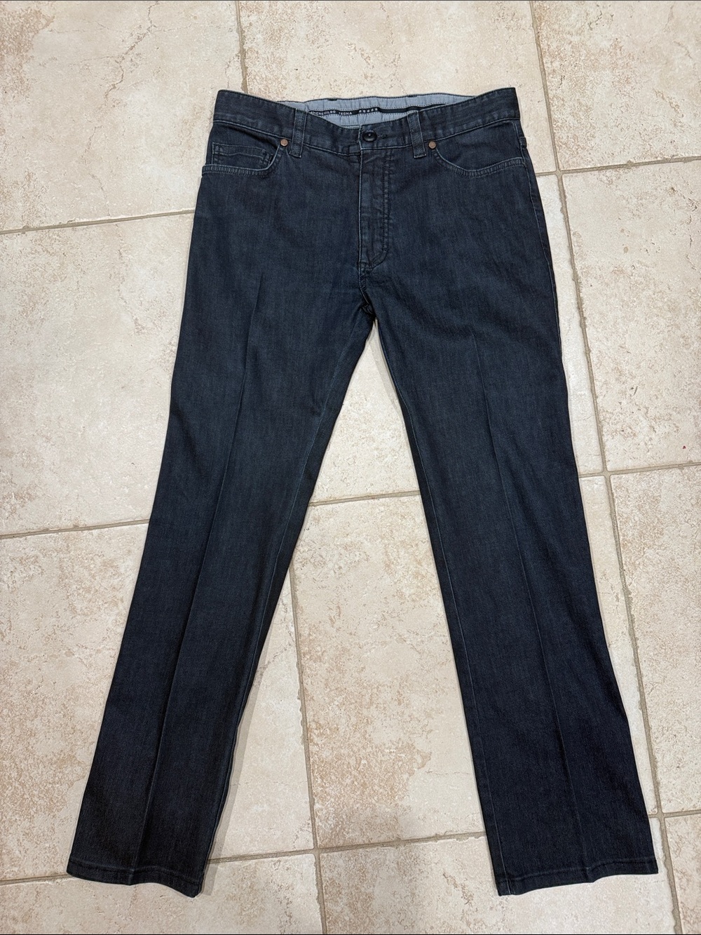 Men's Zegna Dark Blue Straight-Leg Jeans 32